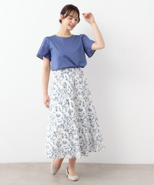 LAURA ASHLEY / ローラ アシュレイ Tシャツ | 【洗える／コットン100％/日本製／袖レース】デザインTシャツ | 詳細7