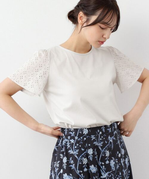 LAURA ASHLEY / ローラ アシュレイ Tシャツ | 【洗える／コットン100％/日本製／袖レース】デザインTシャツ | 詳細9