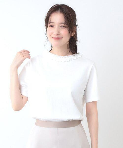LAURA ASHLEY / ローラ アシュレイ Tシャツ | 【前後2WAY／コットン100％/日本製】フリルネック Tシャツ | 詳細1