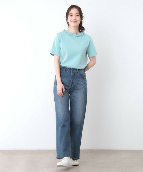 LAURA ASHLEY / ローラ アシュレイ Tシャツ | 【前後2WAY／コットン100％/日本製】フリルネック Tシャツ | 詳細14