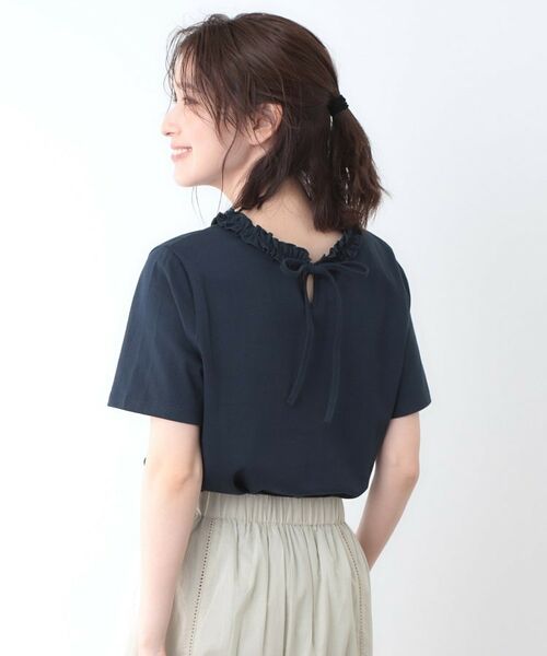 LAURA ASHLEY / ローラ アシュレイ Tシャツ | 【前後2WAY／コットン100％/日本製】フリルネック Tシャツ | 詳細16