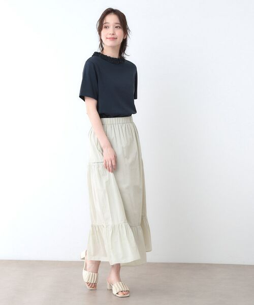 LAURA ASHLEY / ローラ アシュレイ Tシャツ | 【前後2WAY／コットン100％/日本製】フリルネック Tシャツ | 詳細17