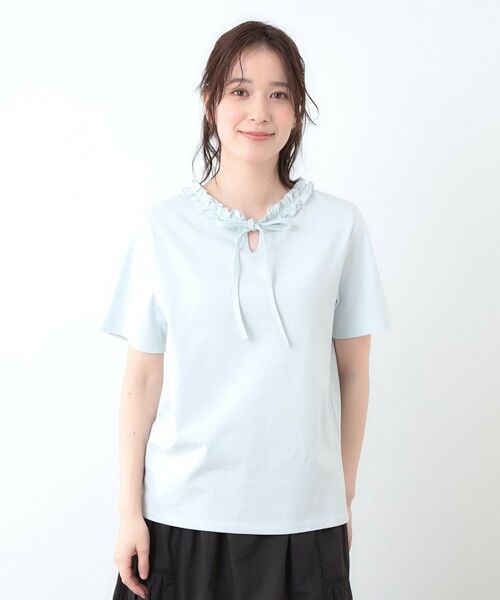 LAURA ASHLEY / ローラ アシュレイ Tシャツ | 【前後2WAY／コットン100％/日本製】フリルネック Tシャツ | 詳細27