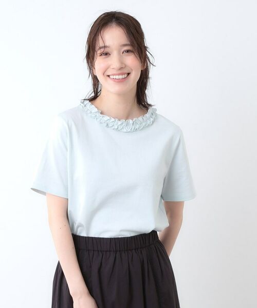 LAURA ASHLEY / ローラ アシュレイ Tシャツ | 【前後2WAY／コットン100％/日本製】フリルネック Tシャツ | 詳細5
