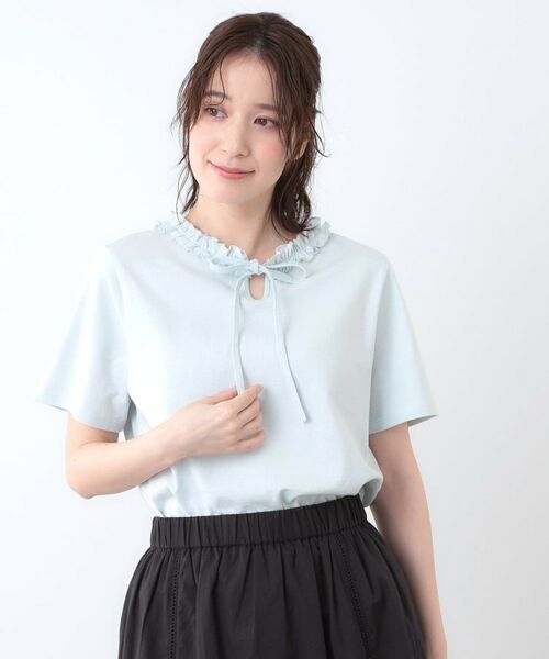 LAURA ASHLEY / ローラ アシュレイ Tシャツ | 【前後2WAY／コットン100％/日本製】フリルネック Tシャツ | 詳細6
