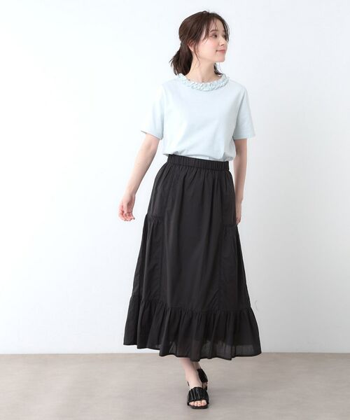 LAURA ASHLEY / ローラ アシュレイ Tシャツ | 【前後2WAY／コットン100％/日本製】フリルネック Tシャツ | 詳細7