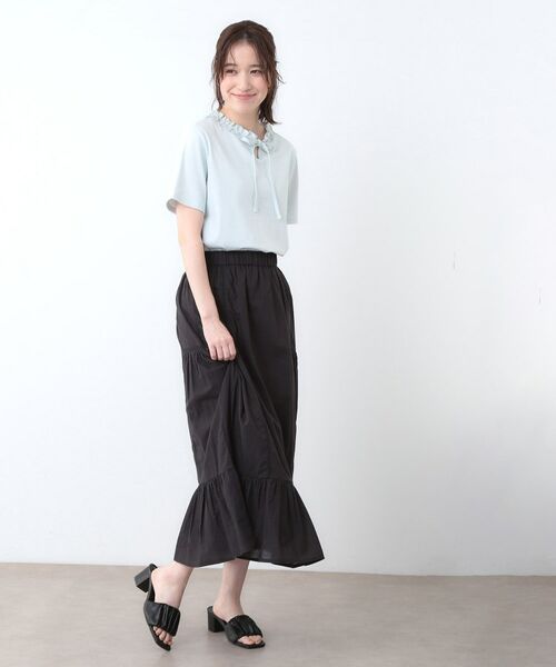 LAURA ASHLEY / ローラ アシュレイ Tシャツ | 【前後2WAY／コットン100％/日本製】フリルネック Tシャツ | 詳細9