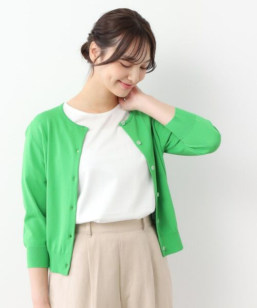 LAURA ASHLEY / ローラ アシュレイ カーディガン・ボレロ | 【接触冷感/UVカット/装飾クリアボタン】 ベーシックカーディガン | 詳細14