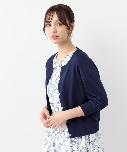 LAURA ASHLEY / ローラ アシュレイ カーディガン・ボレロ | 【接触冷感/UVカット/装飾クリアボタン】 ベーシックカーディガン | 詳細9