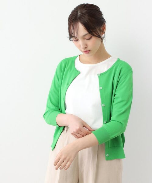 LAURA ASHLEY/ローラ アシュレイ 【装飾クリアボタン】 ベーシックカーディガン グリーン(022) 40(L) LAURA ASHLEY/ローラ アシュレイ 【装飾クリアボタン】 ベーシックカーディガン グリーン(022) 40(L)