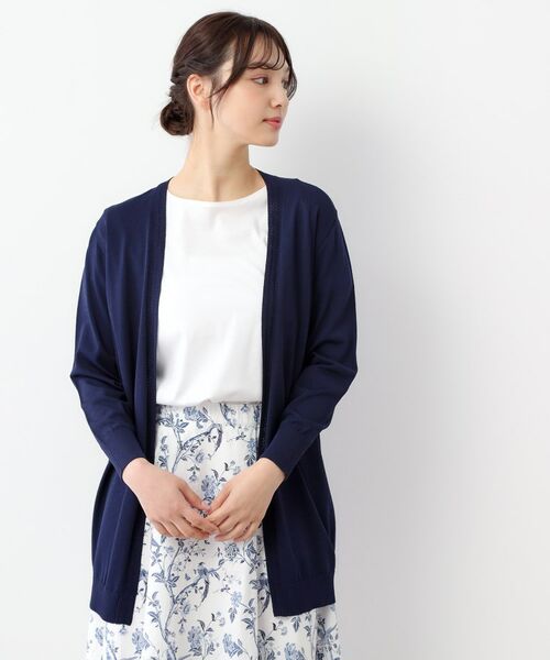 LAURA ASHLEY/ローラ アシュレイ 【アイレット入り/ミドル丈】トッパーカーディガン ネイビー(094) 38(M) LAURA ASHLEY/ローラ アシュレイ 【アイレット入り/ミドル丈】トッパーカーディガン ネイビー(094) 38(M)
