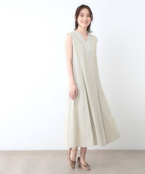 LAURA ASHLEY / ローラ アシュレイ ロング・マキシ丈ワンピース | 【コットン100%/インド綿/刺繍入り】Vネックワンピース | 詳細10