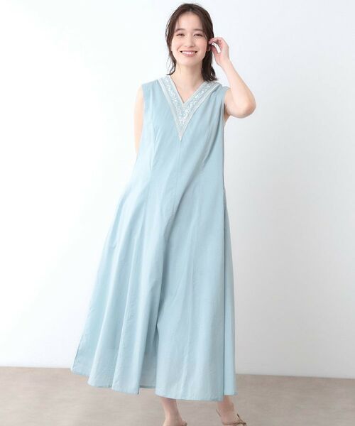 LAURA ASHLEY / ローラ アシュレイ ロング・マキシ丈ワンピース | 【コットン100%/インド綿/刺繍入り】Vネックワンピース | 詳細5