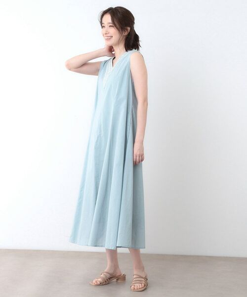 LAURA ASHLEY / ローラ アシュレイ ロング・マキシ丈ワンピース | 【コットン100%/インド綿/刺繍入り】Vネックワンピース | 詳細7
