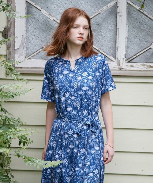 LAURA ASHLEY / ローラ アシュレイ ミニ丈・ひざ丈ワンピース | 【WEB限定／M～LL3サイズ／ジャージ素材】パルテール柄 ワンピース | 詳細1