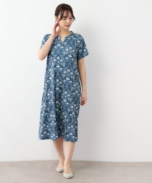 LAURA ASHLEY / ローラ アシュレイ ミニ丈・ひざ丈ワンピース | 【WEB限定／M～LL3サイズ／ジャージ素材】パルテール柄 ワンピース | 詳細10