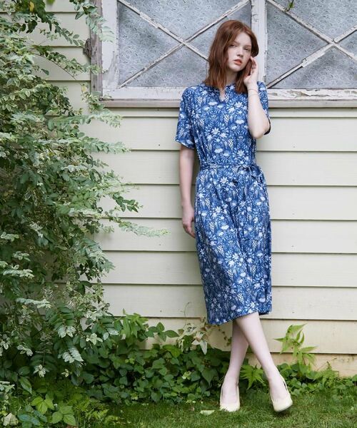 LAURA ASHLEY / ローラ アシュレイ ミニ丈・ひざ丈ワンピース | 【WEB限定／M～LL3サイズ／ジャージ素材】パルテール柄 ワンピース | 詳細3