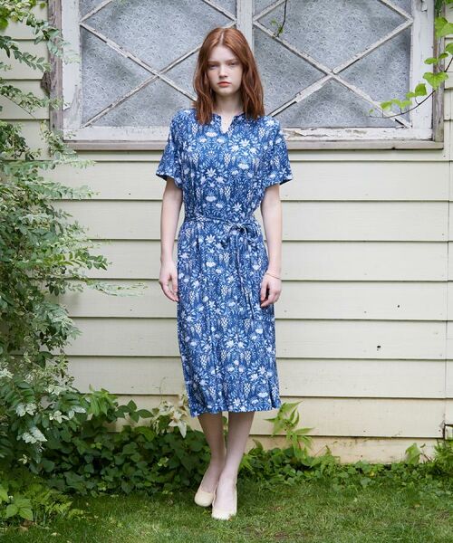 LAURA ASHLEY / ローラ アシュレイ ミニ丈・ひざ丈ワンピース | 【WEB限定／M～LL3サイズ／ジャージ素材】パルテール柄 ワンピース | 詳細4