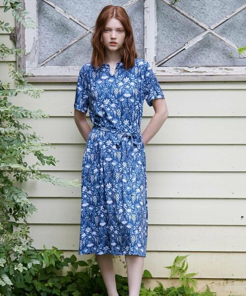 LAURA ASHLEY / ローラ アシュレイ ミニ丈・ひざ丈ワンピース | 【WEB限定／M～LL3サイズ／ジャージ素材】パルテール柄 ワンピース | 詳細5