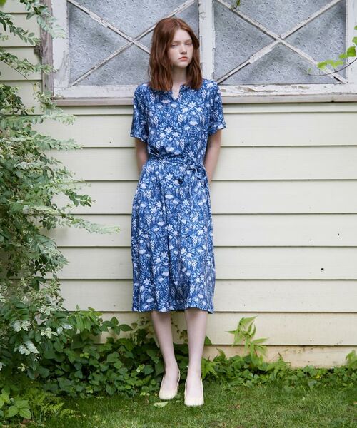 LAURA ASHLEY / ローラ アシュレイ ミニ丈・ひざ丈ワンピース | 【WEB限定／M～LL3サイズ／ジャージ素材】パルテール柄 ワンピース | 詳細7