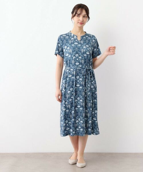 LAURA ASHLEY / ローラ アシュレイ ミニ丈・ひざ丈ワンピース | 【WEB限定／M～LL3サイズ／ジャージ素材】パルテール柄 ワンピース | 詳細9