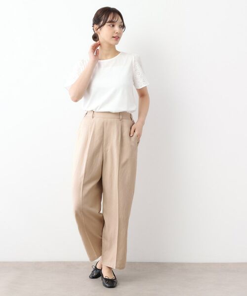 LAURA ASHLEY / ローラ アシュレイ パンツ | 【リネン混素材/タックあり】きれい見えトラウザー | 詳細6