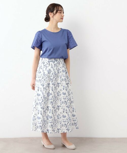 LAURA ASHLEY / ローラ アシュレイ ロング・マキシ丈スカート | 【コットン100％／ウエストゴム／タックあり】サマーパレス柄 タイプライタースカート | 詳細2