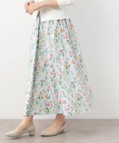 LAURA ASHLEY/ローラ アシュレイ 【コットン100%/ウエストゴム/タックあり】サマーパレス柄 タイプライタースカート グリーン(125) 40(L) LAURA ASHLEY/ローラ アシュレイ 【コットン100%/ウエストゴム/タックあり】サマーパレス柄 タイプライタースカート グリーン(125) 40(L)