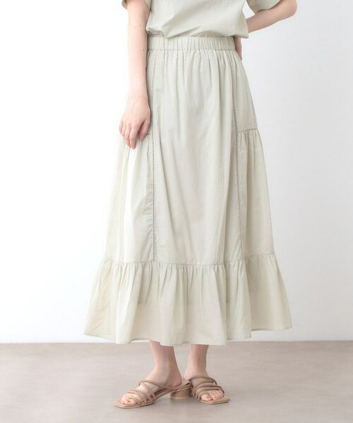 LAURA ASHLEY/ローラ アシュレイ 【ウエストゴム/SETUP可/100%/インド綿】 フリルスカート ベージュ(052) 38(M) LAURA ASHLEY/ローラ アシュレイ 【ウエストゴム/SETUP可/100%/インド綿】 フリルスカート ベージュ(052) 38(M)