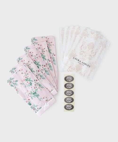 LAURA ASHLEY / ローラ アシュレイ ハンカチ | 【WEB限定／お配りギフトにおすすめ！／ラッピング資材付き】アップルブロッサム柄 タオルハンカチ 5枚セット | 詳細1