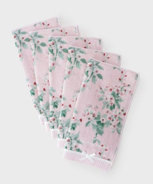 LAURA ASHLEY / ローラ アシュレイ ハンカチ | 【WEB限定／お配りギフトにおすすめ！／ラッピング資材付き】アップルブロッサム柄 タオルハンカチ 5枚セット | 詳細6