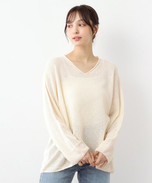 LAURA ASHLEY/ローラ アシュレイ 【日本製】ツムギ Vネックプルオーバー ホワイト(002) 38(M) LAURA ASHLEY/ローラ アシュレイ 【日本製】ツムギ Vネックプルオーバー ホワイト(002) 38(M)