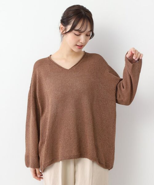 LAURA ASHLEY/ローラ アシュレイ 【日本製】ツムギ Vネックプルオーバー モカブラウン(042) 38(M) LAURA ASHLEY/ローラ アシュレイ 【日本製】ツムギ Vネックプルオーバー モカブラウン(042) 38(M)