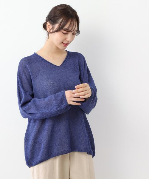 LAURA ASHLEY/ローラ アシュレイ 【日本製】ツムギ Vネックプルオーバー ブルー(092) 38(M) LAURA ASHLEY/ローラ アシュレイ 【日本製】ツムギ Vネックプルオーバー ブルー(092) 38(M)