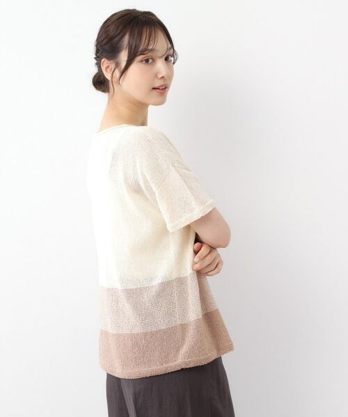 LAURA ASHLEY / ローラ アシュレイ ニット・セーター | 【日本製】ツムギ 裾ボーダー半袖プルオーバー | 詳細10