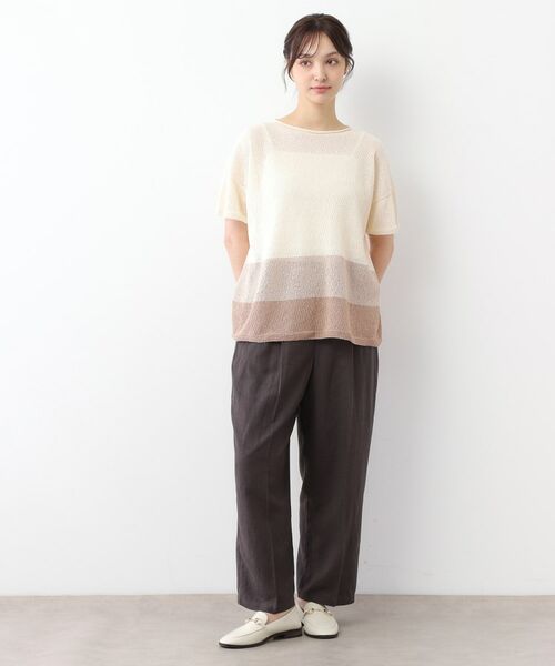 LAURA ASHLEY / ローラ アシュレイ ニット・セーター | 【日本製】ツムギ 裾ボーダー半袖プルオーバー | 詳細11