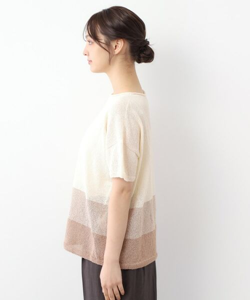 LAURA ASHLEY / ローラ アシュレイ ニット・セーター | 【日本製】ツムギ 裾ボーダー半袖プルオーバー | 詳細14