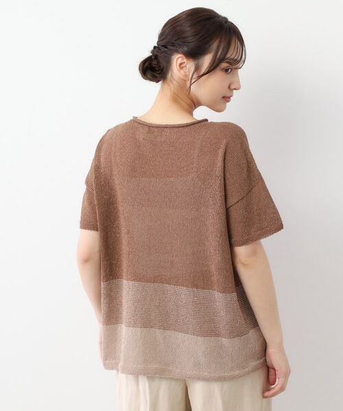 LAURA ASHLEY / ローラ アシュレイ ニット・セーター | 【日本製】ツムギ 裾ボーダー半袖プルオーバー | 詳細2