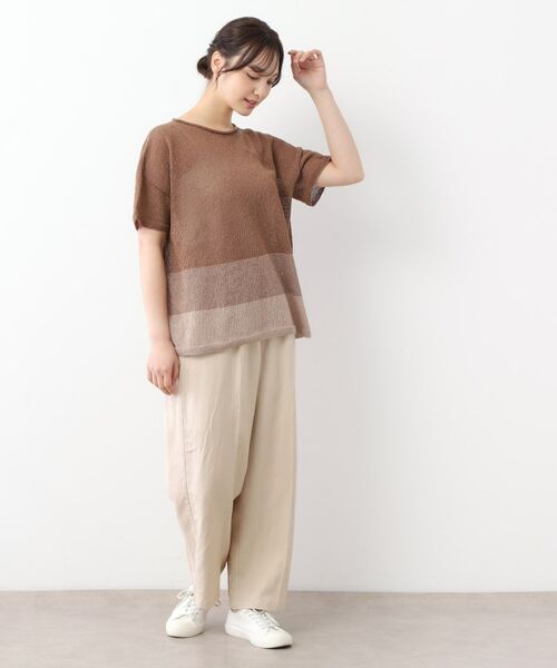 LAURA ASHLEY / ローラ アシュレイ ニット・セーター | 【日本製】ツムギ 裾ボーダー半袖プルオーバー | 詳細3