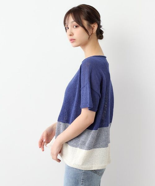 LAURA ASHLEY / ローラ アシュレイ ニット・セーター | 【日本製】ツムギ 裾ボーダー半袖プルオーバー | 詳細6