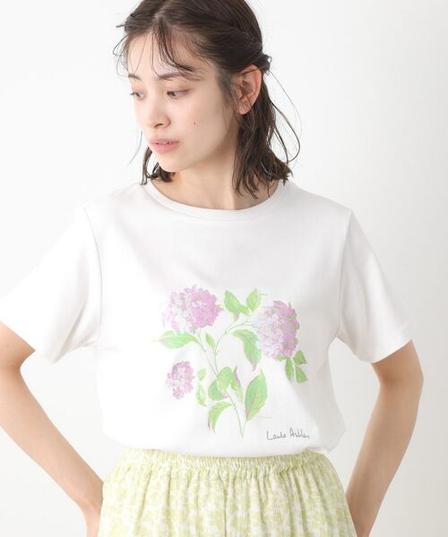 LAURA ASHLEY / ローラ アシュレイ Tシャツ | 【コットン100％／洗える】ハイドランジア柄Tシャツ | 詳細1