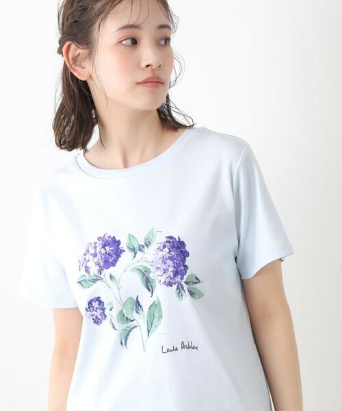LAURA ASHLEY / ローラ アシュレイ Tシャツ | 【コットン100％／洗える】ハイドランジア柄Tシャツ | 詳細5