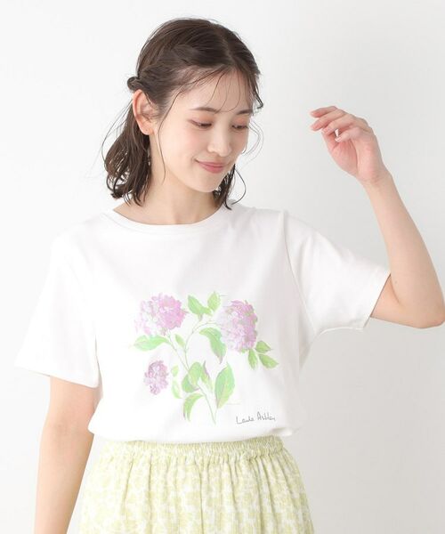 LAURA ASHLEY/ローラ アシュレイ 【コットン100%/洗える】ハイドランジア柄Tシャツ オフホワイト(003) 38(M) LAURA ASHLEY/ローラ アシュレイ 【コットン100%/洗える】ハイドランジア柄Tシャツ オフホワイト(003) 38(M)