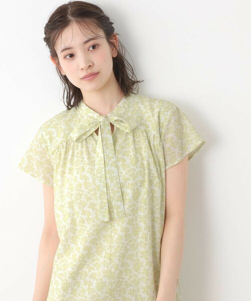 LAURA ASHLEY / ローラ アシュレイ ロング・マキシ丈ワンピース | 【コットン100%/洗える/同柄アイテムあり】ハーゲート リーブス柄 ボウタイワンピース | 詳細1