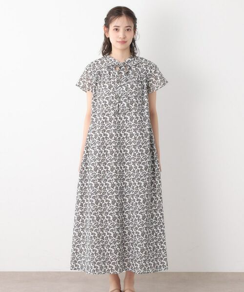 LAURA ASHLEY / ローラ アシュレイ ロング・マキシ丈ワンピース | 【コットン100%/洗える/同柄アイテムあり】ハーゲート リーブス柄 ボウタイワンピース | 詳細16