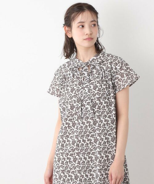 LAURA ASHLEY / ローラ アシュレイ ロング・マキシ丈ワンピース | 【コットン100%/洗える/同柄アイテムあり】ハーゲート リーブス柄 ボウタイワンピース | 詳細5