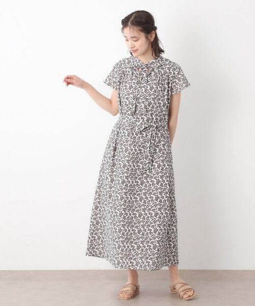 LAURA ASHLEY / ローラ アシュレイ ロング・マキシ丈ワンピース | 【コットン100%/洗える/同柄アイテムあり】ハーゲート リーブス柄 ボウタイワンピース | 詳細6