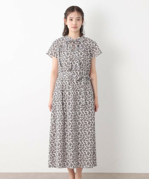 LAURA ASHLEY / ローラ アシュレイ ロング・マキシ丈ワンピース | 【コットン100%/洗える/同柄アイテムあり】ハーゲート リーブス柄 ボウタイワンピース | 詳細9