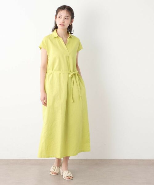 LAURA ASHLEY / ローラ アシュレイ ロング・マキシ丈ワンピース | 【綿麻素材/ペチコート付き】シャツワンピース | 詳細7