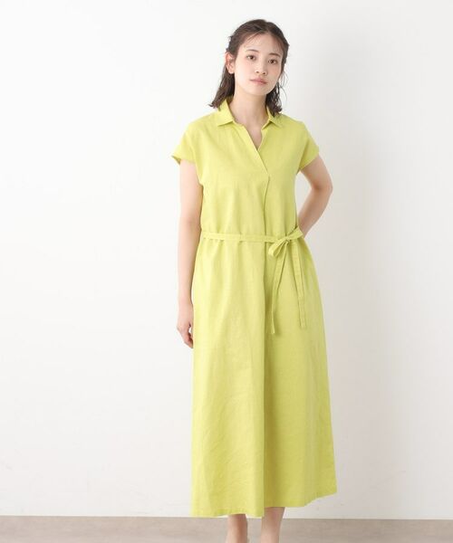 LAURA ASHLEY / ローラ アシュレイ ロング・マキシ丈ワンピース | 【綿麻素材/ペチコート付き】シャツワンピース(ライトイエロー(030))